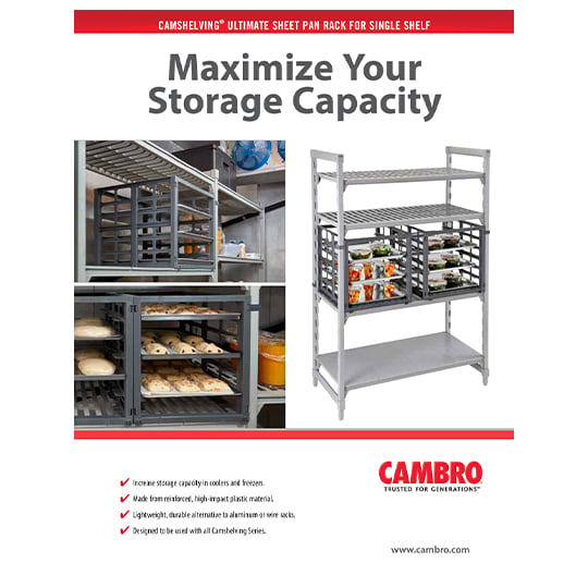 Ultimate Sheet Pan Rack for Single Shelf Spec Sheet (PDF only)